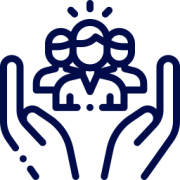 Icon of a group of people being cupped by a pair of hands