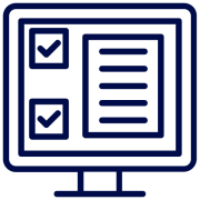 Graphic of a computer screen with two check marks and a form
