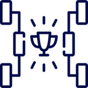 A picture of a football tournament grid with a trophy in the centre