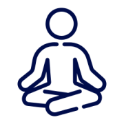 Outline drawing of a person cross legged in a Yoga pose