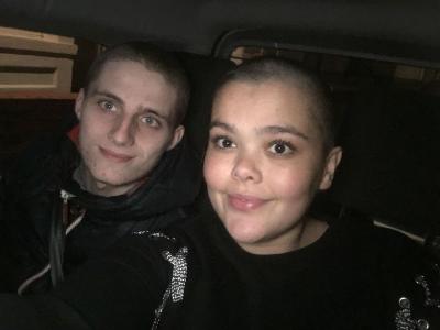 Lakita Neille with boyfriend Ollie who also shaved his head