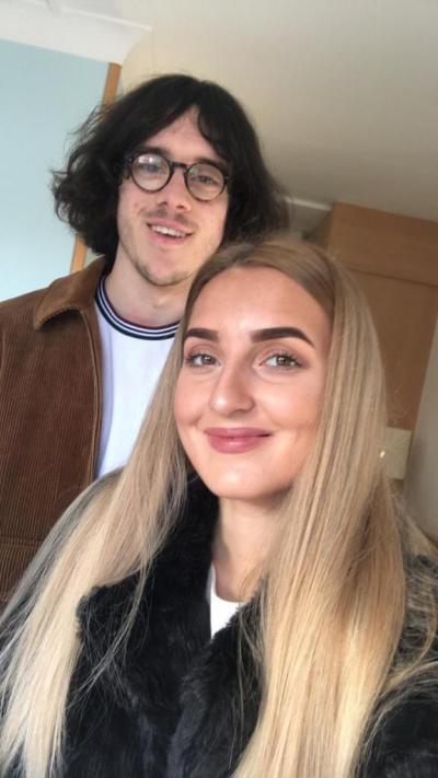 Mitch Sloan with his girlfriend before treatment