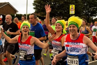 Teenage Cancer Trust Great North Run group with yellow wigs