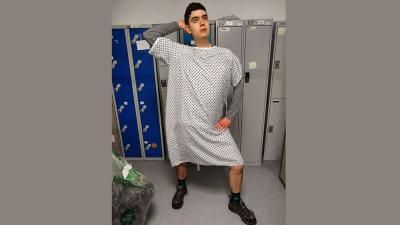 Kaleb in hospital ready for a scan and coping with scanxiety