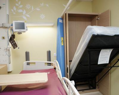 A day bed in a young person's treatment room at Bristol Children's Hospital