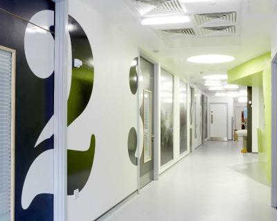 A corridor in the Bristol Haematology and Oncology Centre