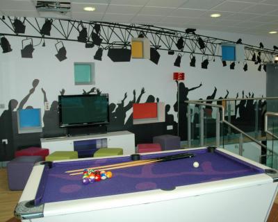 The Great North Children's Hospital  social room with pool table