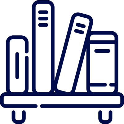 Icon showing a bookshelf