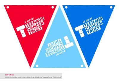 In aid of Teenage Cancer Trust branded bunting