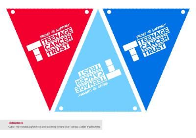 Proud to support Teenage Cancer Trust branded bunting