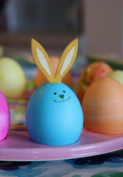 Painted easter eggs with bunny ears