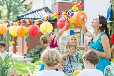Garden party with kids and family