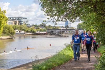 People taking on the Thames Path Challenge