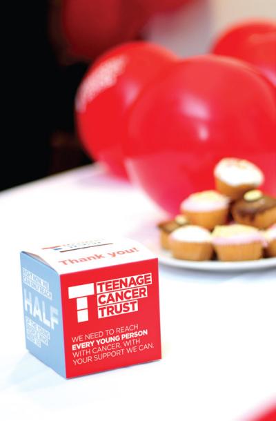 A Teenage Cancer Trust donation box