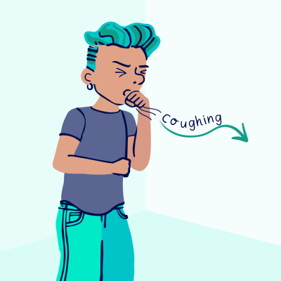 Non-Hodgkin lymphoma symptom illustration, coughing