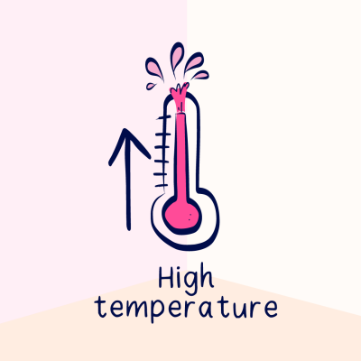 Hodgkin lymphoma symptom illustration, high temperature