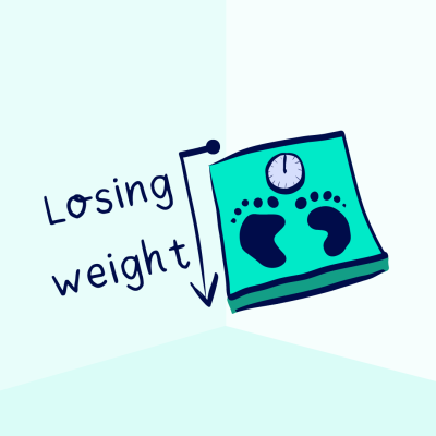 Non-Hodgkin lymphoma symptom illustration, losing weight