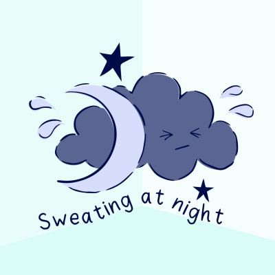 Non-Hodgkin lymphoma symptom illustration, sweating at night.
