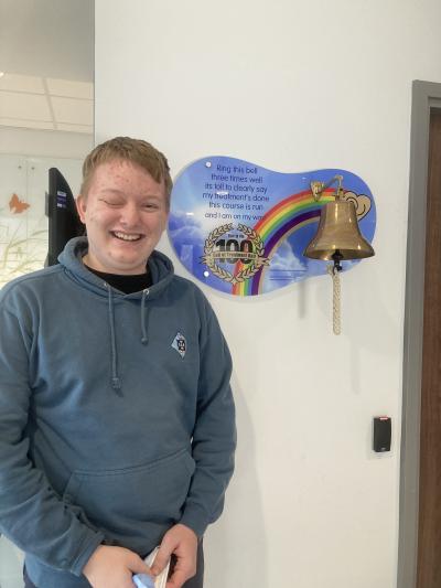 Jonathan ringing the bell