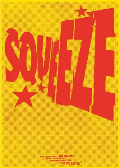 An autographed gig poster for the band Squeeze