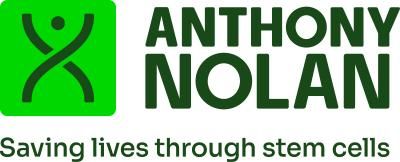 Green Anthony Nolan charity logo with strapline 'Saving lives through stem cells'