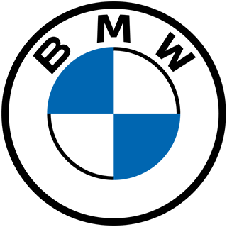 A BMW logo in blue and black