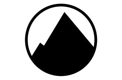 Silhouette of a mountain inside a circle with a white background, creating a minimalist icon or logo design. The mountain has a single peak and is centered within the circle.