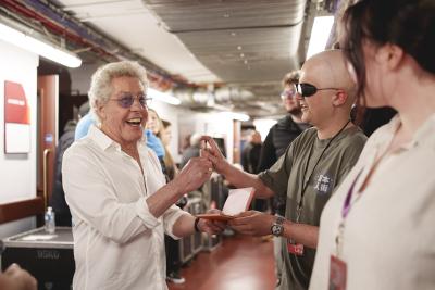 Sir Roger Daltrey with young people at Royal Albert Hall. Credit Andy Paradise