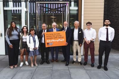 MPs, Teenage Cancer Trust founders and young people with experience of Teenage Cancer Trust come together to hand in our open letter.