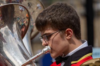 Harry playing the tuba a couple of months before his diagnosis.