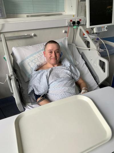 Ben in hospital during treatment