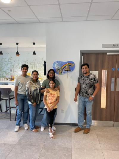 Tash with her family on her last treatment day