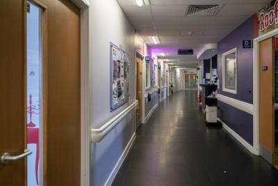 Corridor on Birmingham QE Teenage Cancer Trust unit